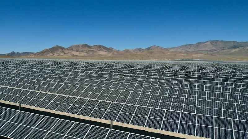 Rows of solar panels in the desert