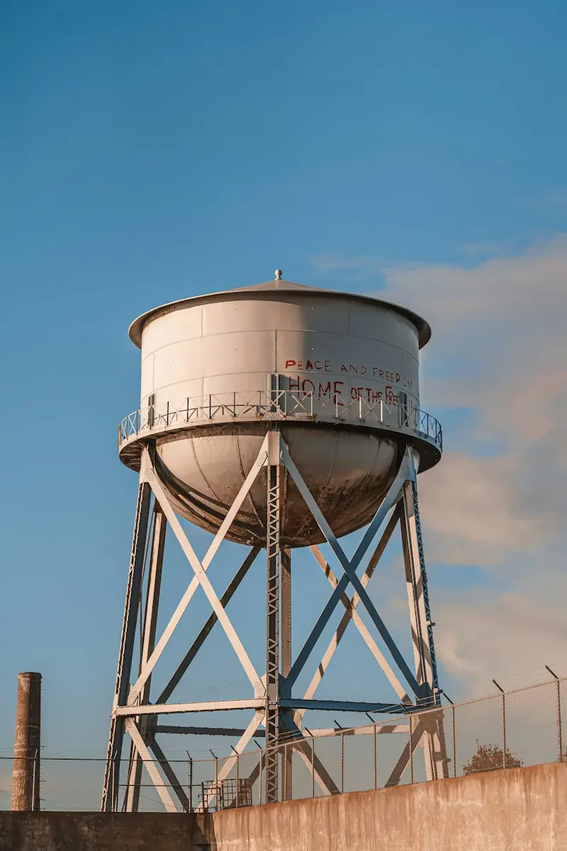 Elevated steel water tower