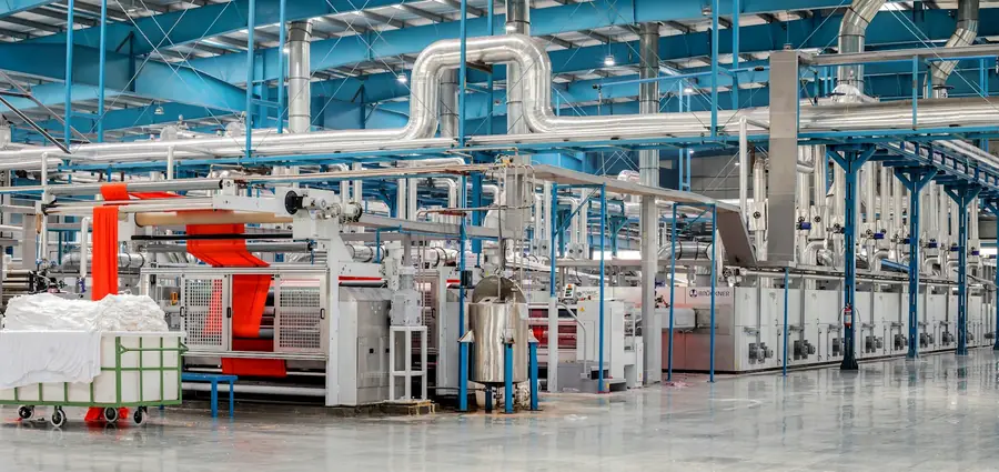 Overhead pipework in a large production facility